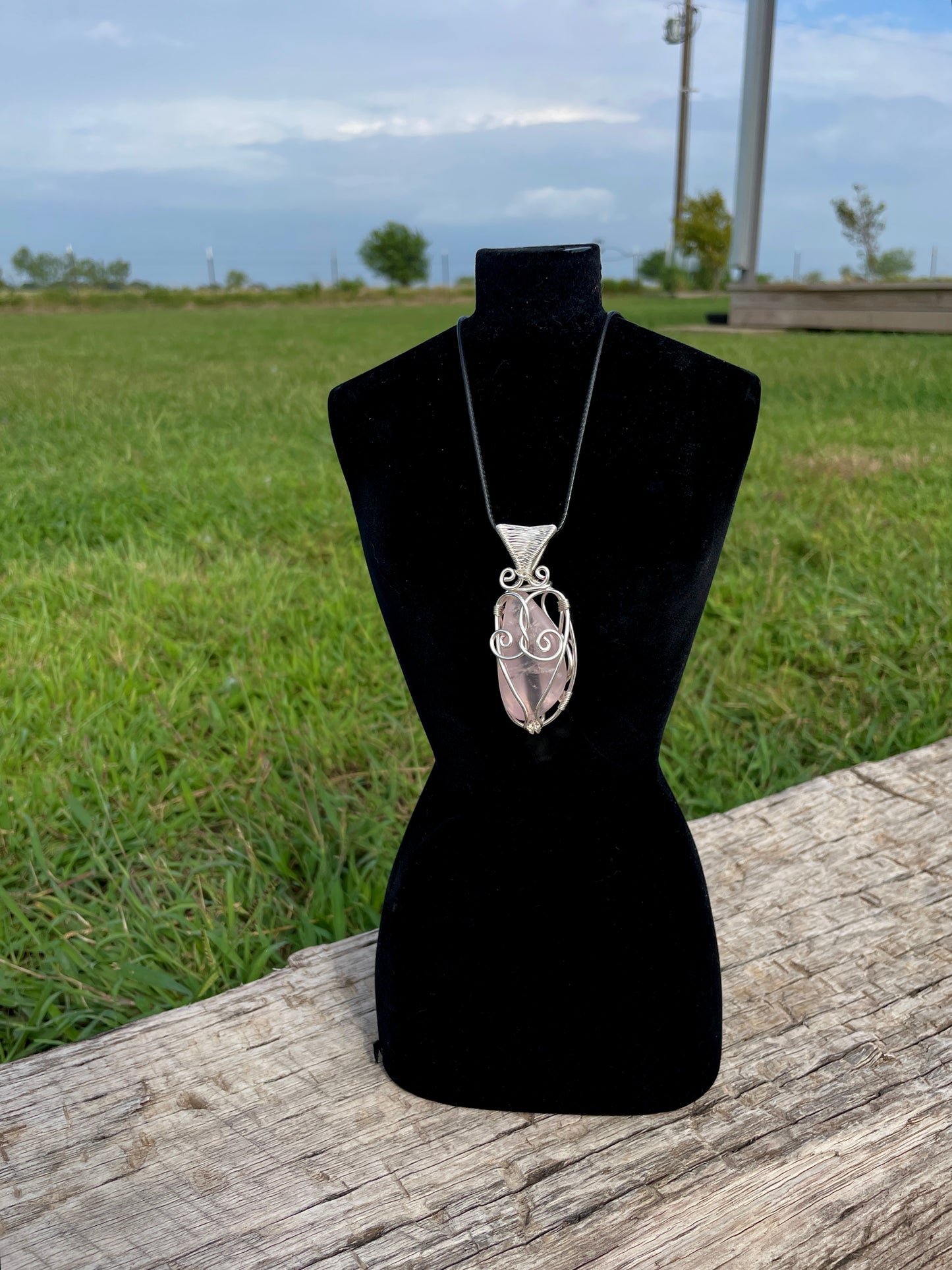 Silver Rose Quartz Pendant