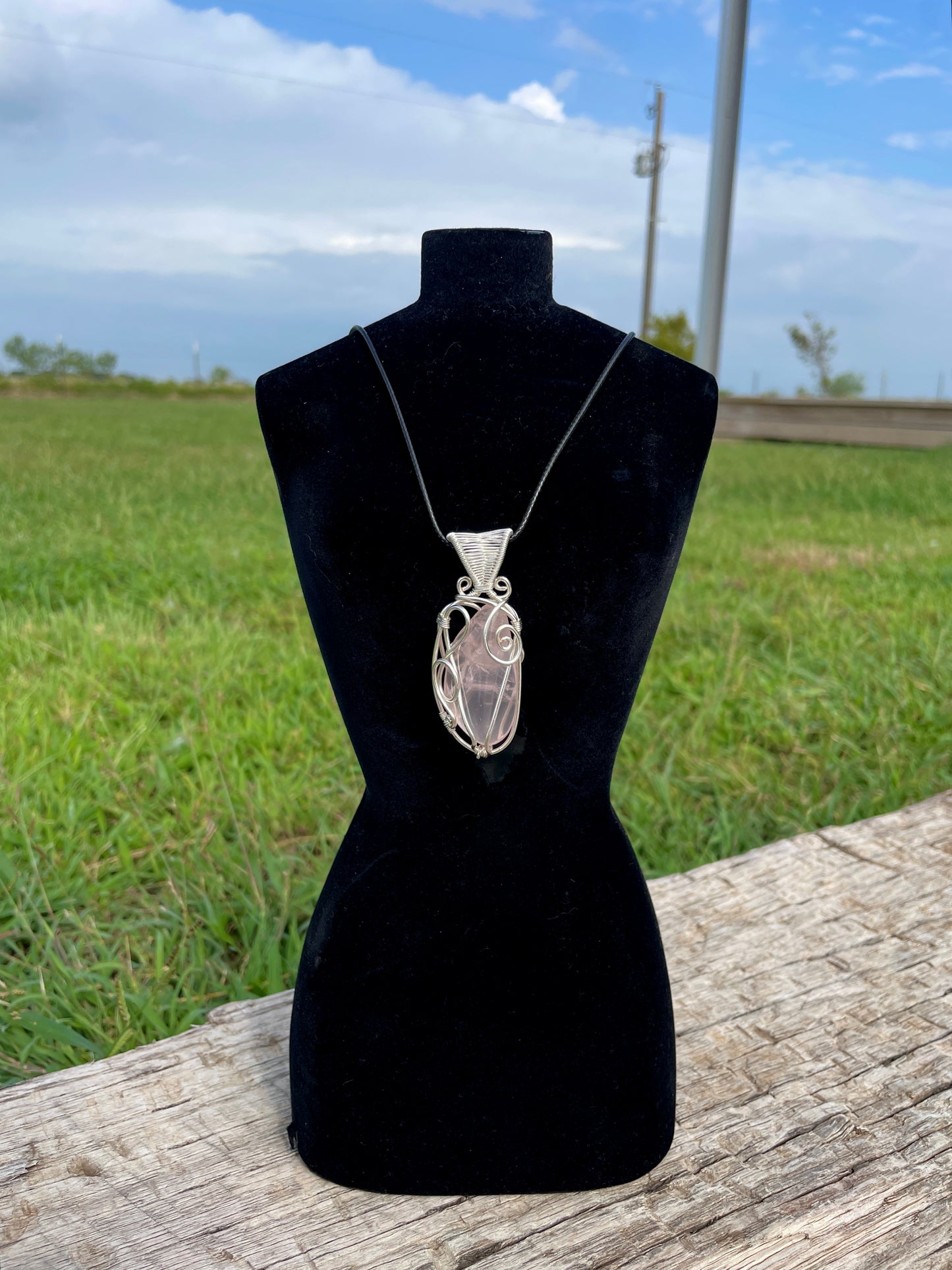 Silver Rose Quartz Pendant