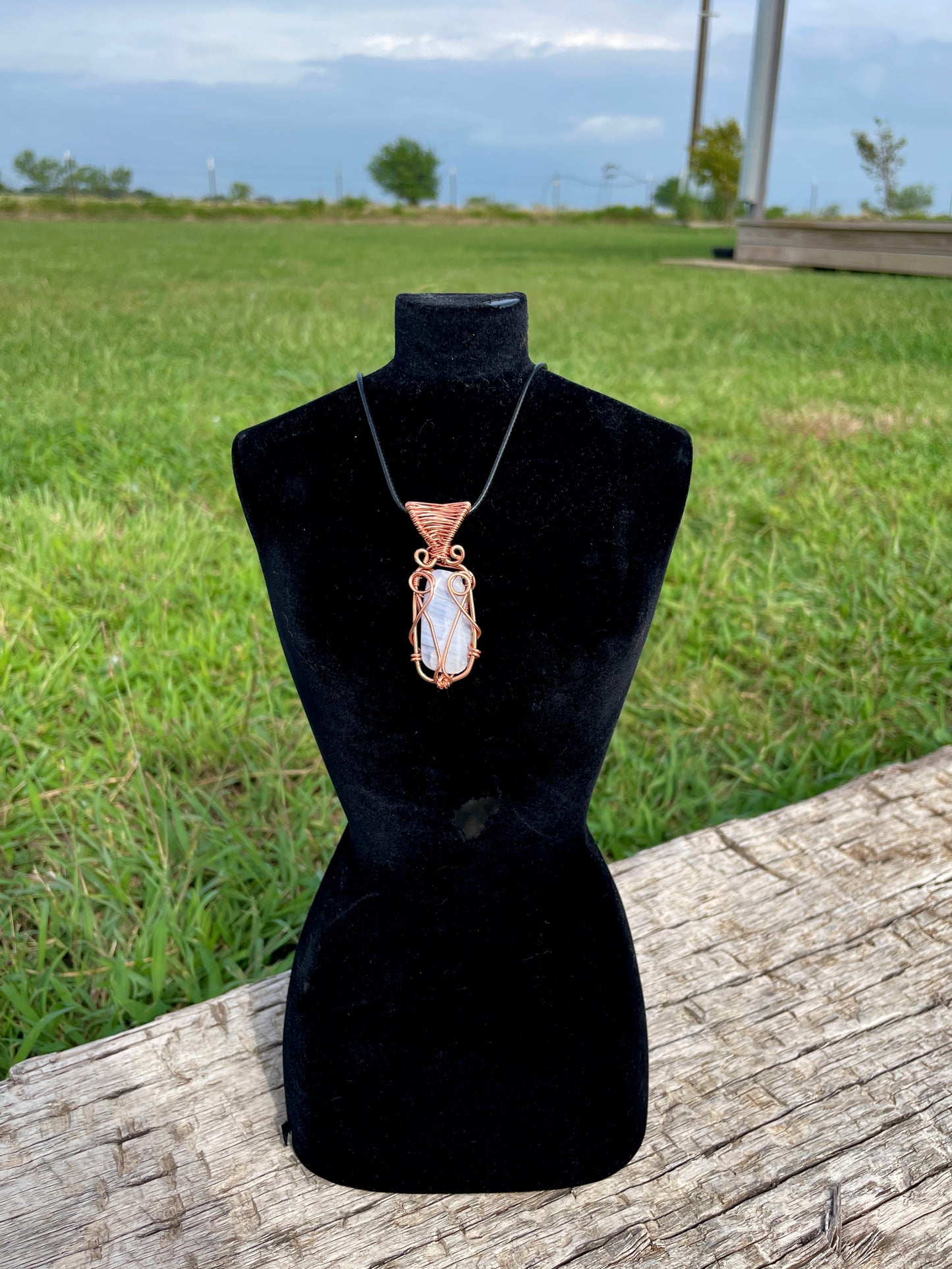 Copper Blue Lace Agate Pendant