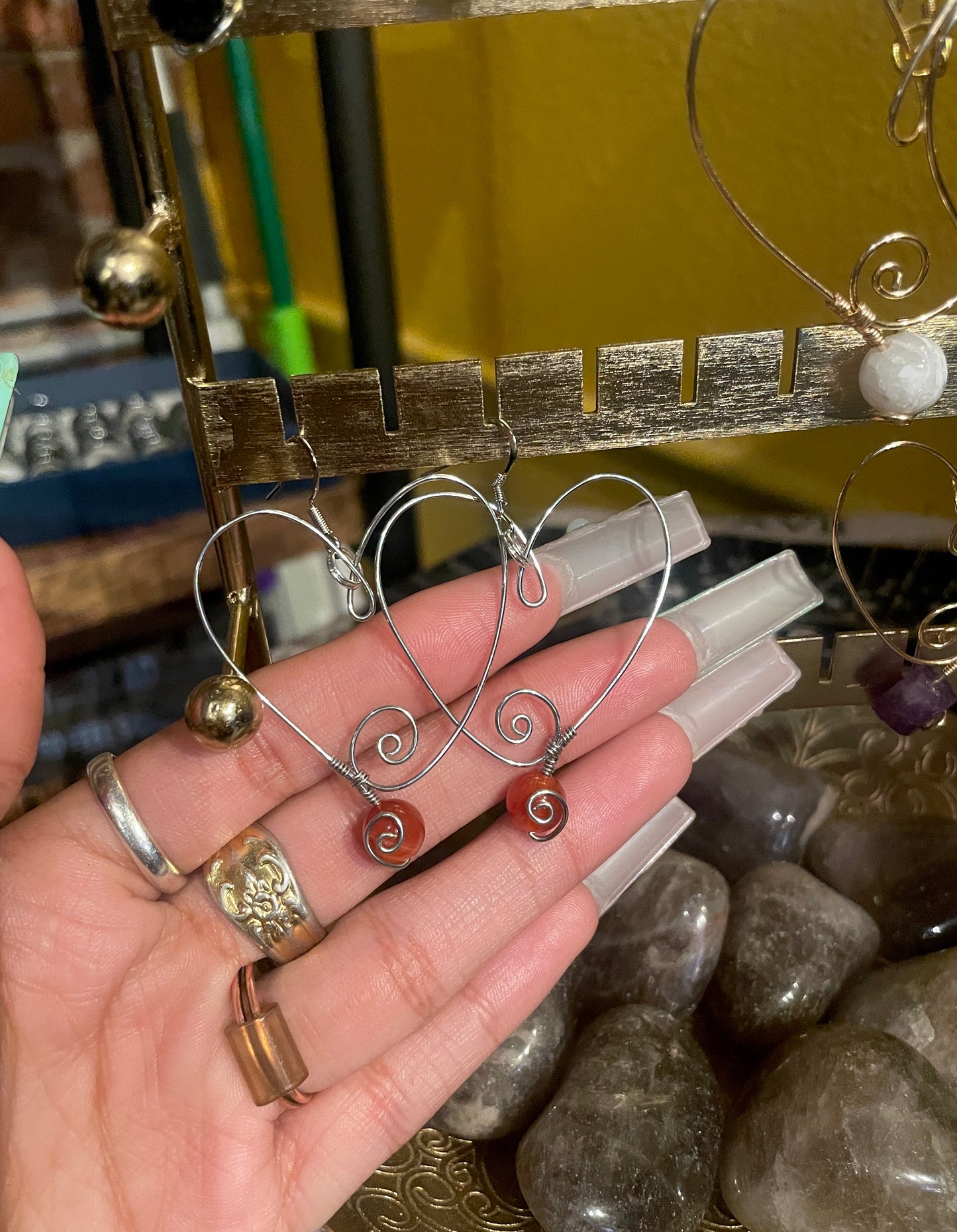 Silver Carnelian ’Corazòn’ Earrings