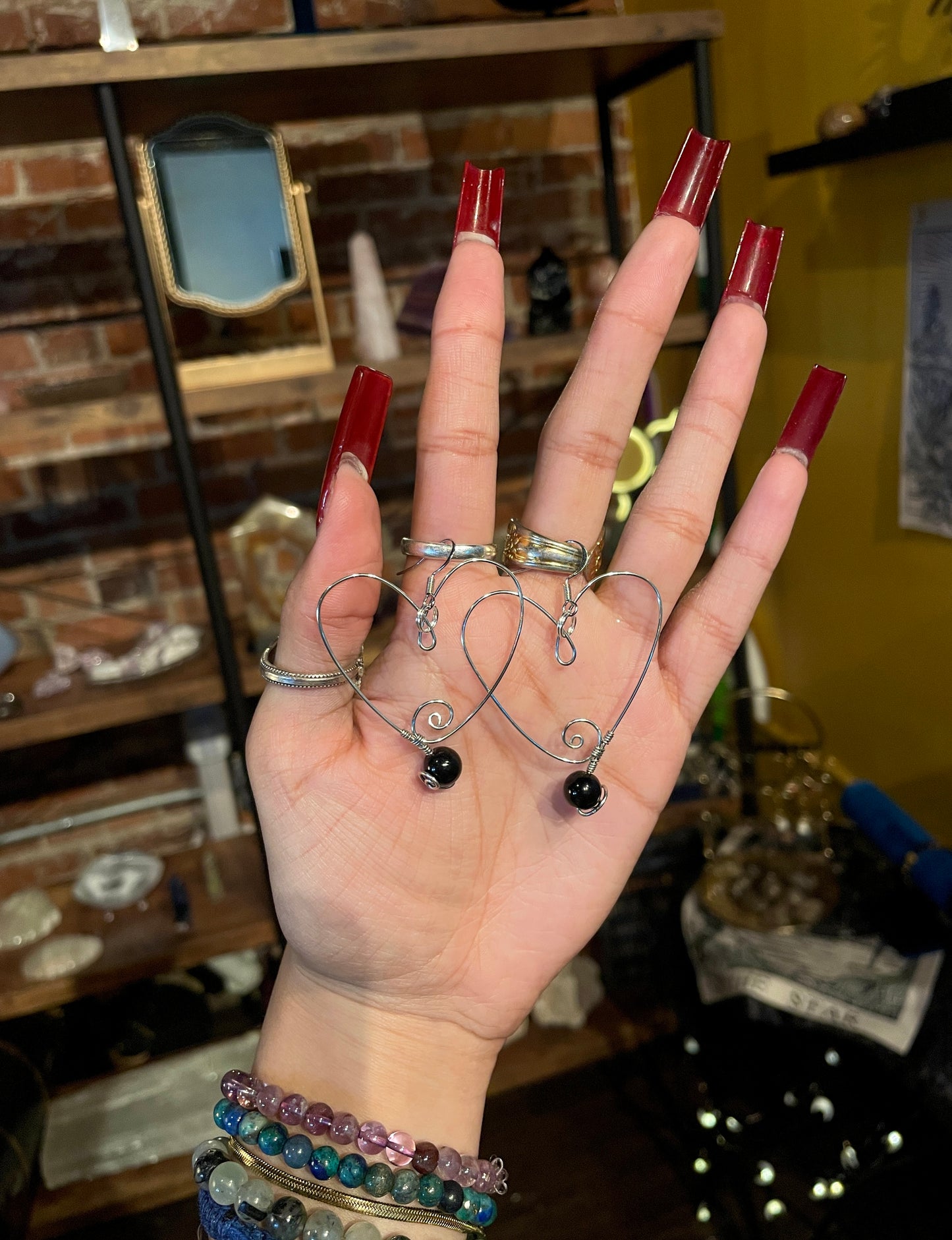 Silver Obsidian ‘Corazòn’ Earrings