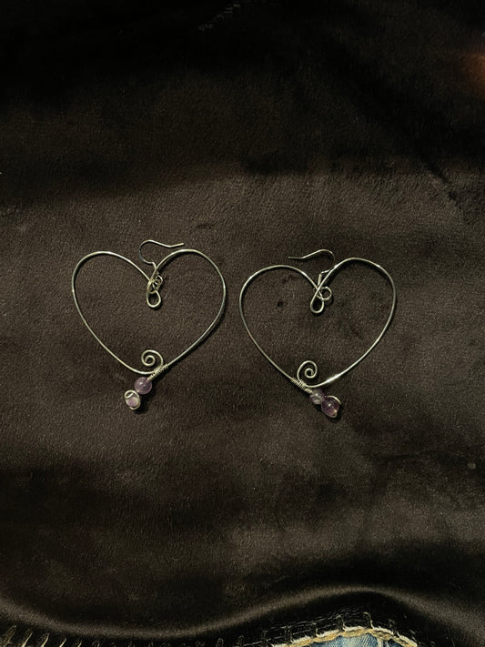 Silver Amethyst Corazon Earrings