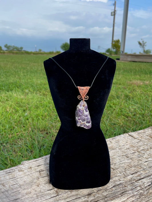 Copper Chevron Amethyst ‘Just Hangin Here’ Pendant