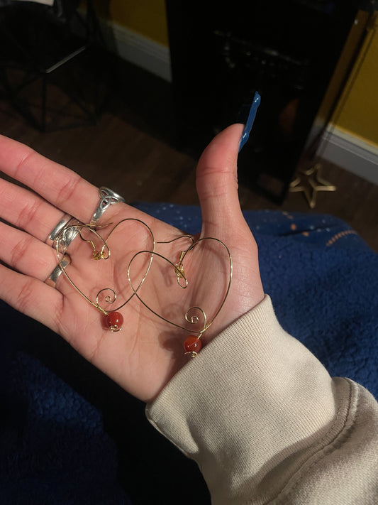 Gold Carnelian ‘Corazòn’ Earrings
