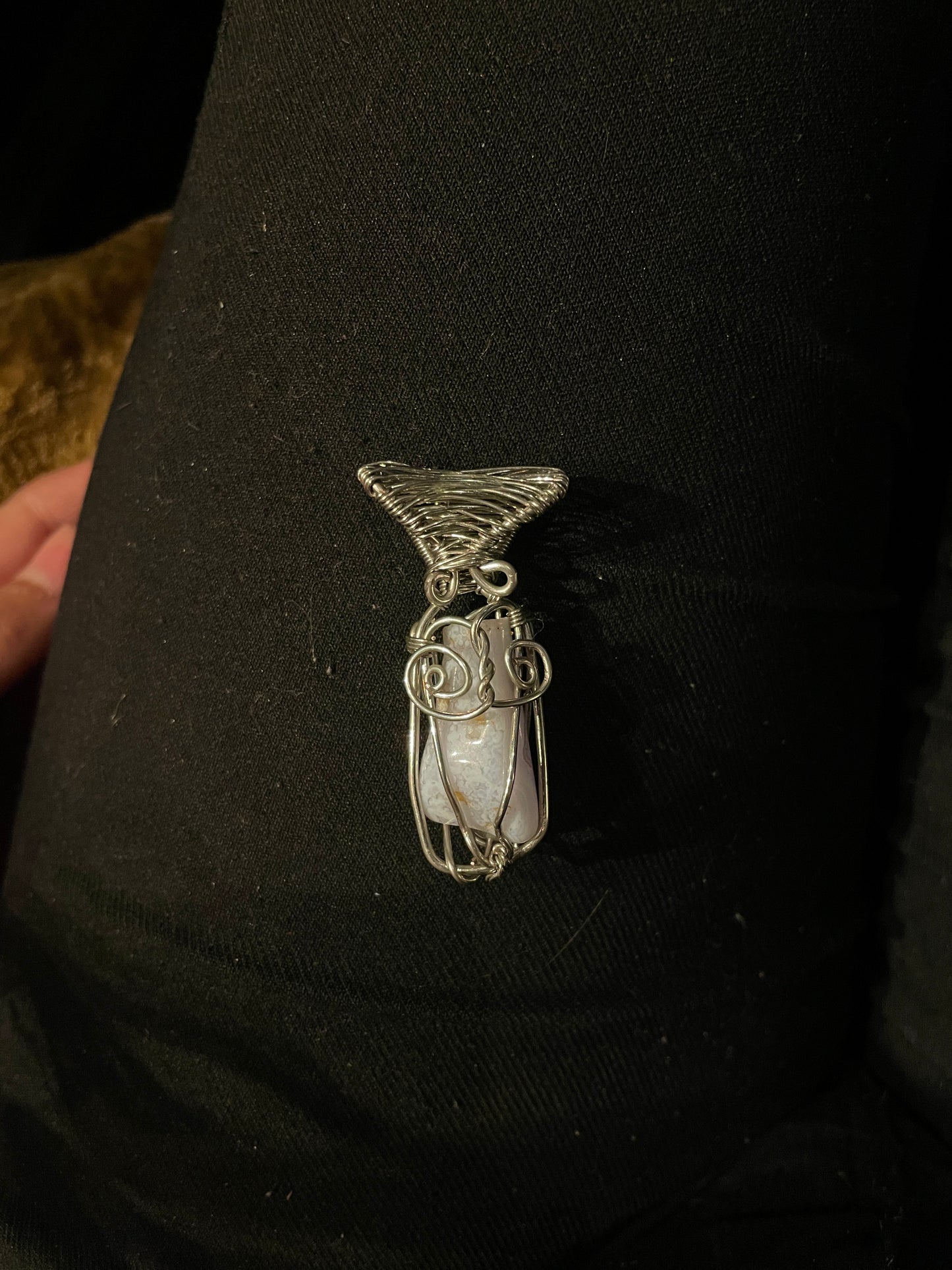 Blue Lace Agate & Clear Quartz Pendant