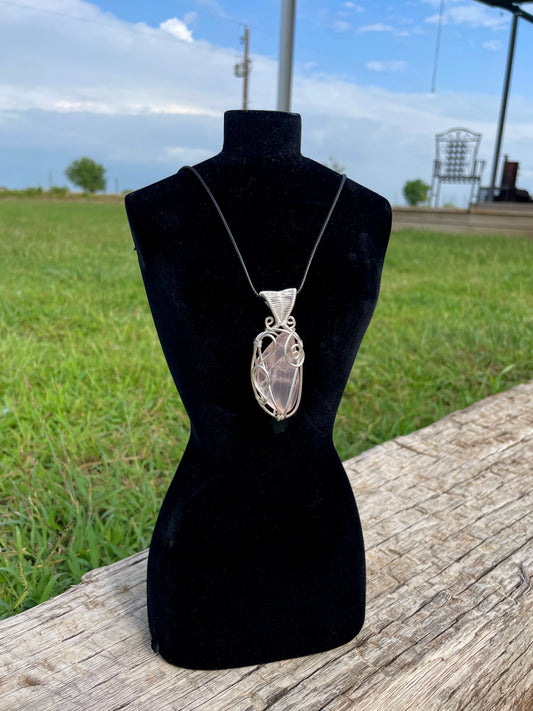 Silver Rose Quartz Pendant