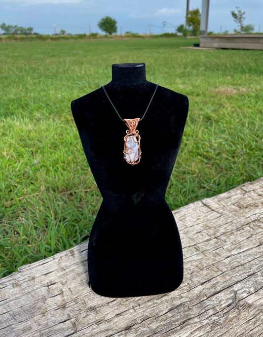 Copper Blue Lace Agate Pendant