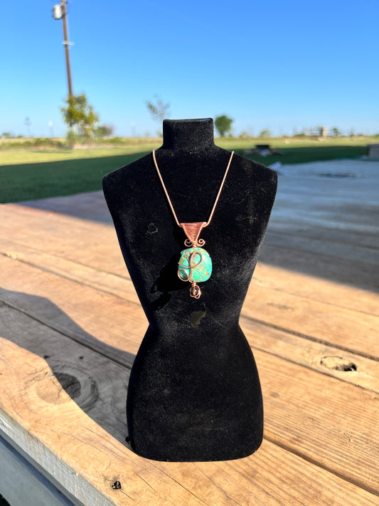 Copper Turquoise & Smokey Quartz ‘Grounded & Growing’ Necklace