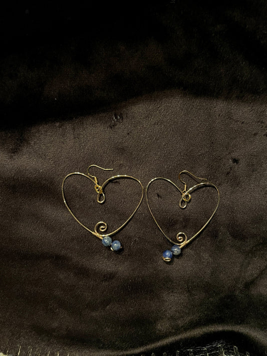 Gold Sodalite Corazon Earrings