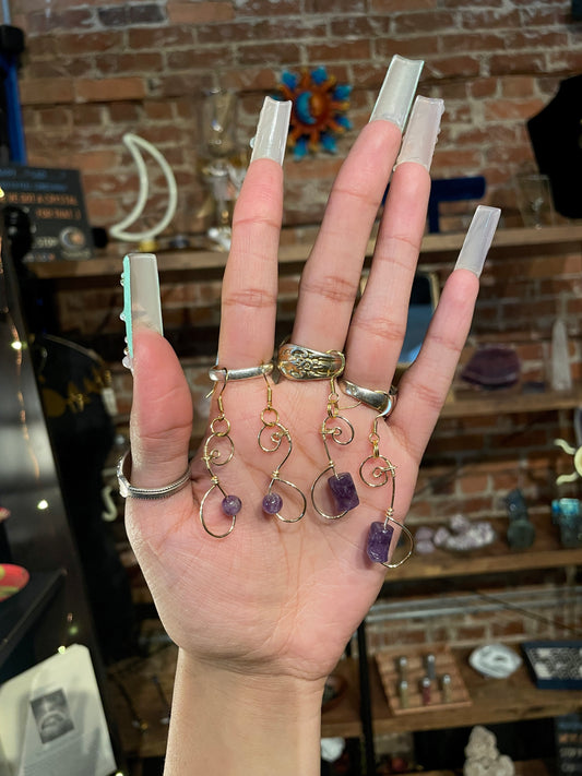 Gold ‘Drop it’ Amethyst Earrings