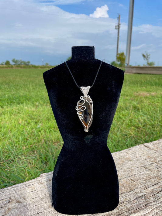 Silver Agate Slice Pendant