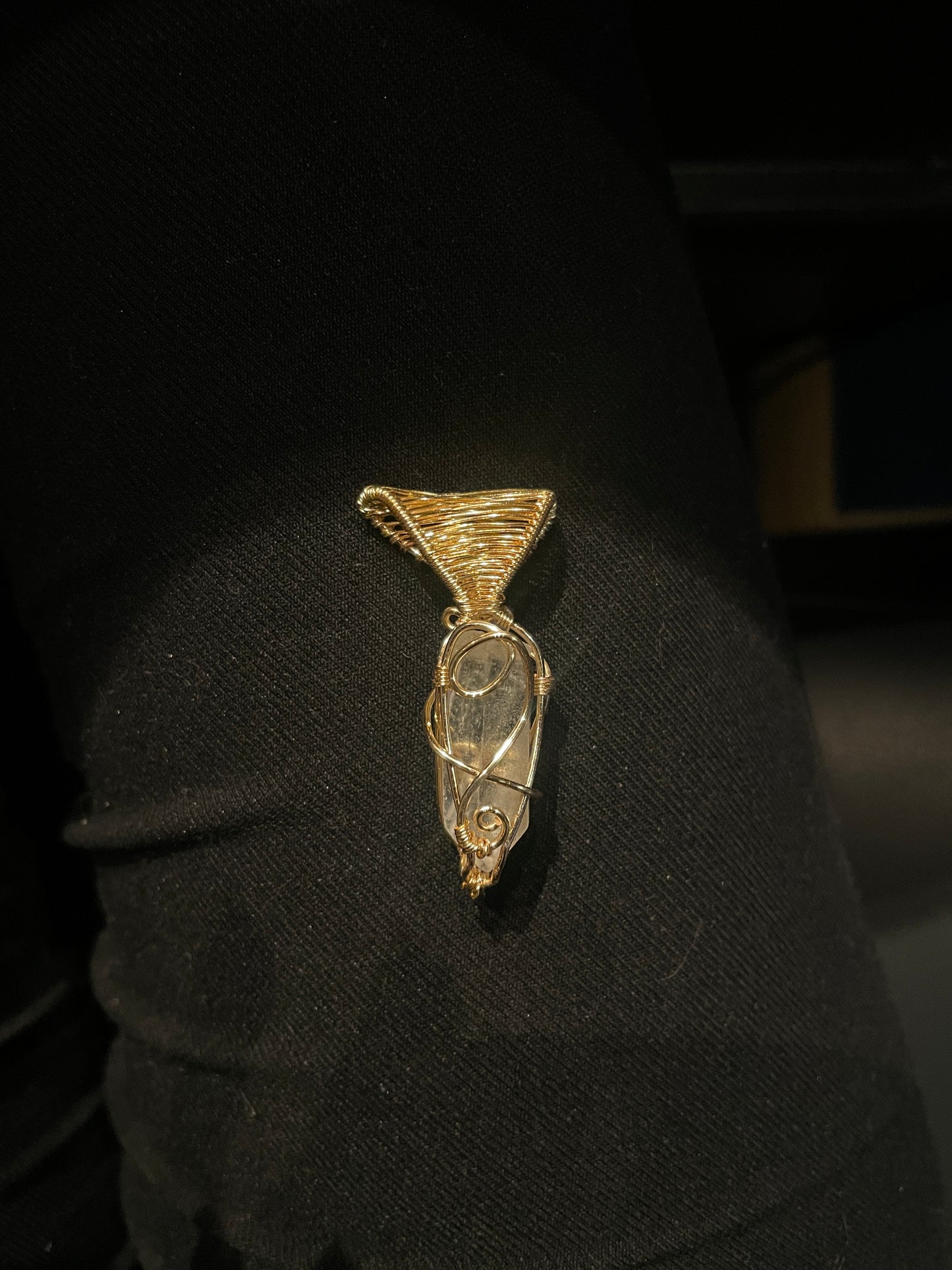 Gold Clear Quartz Pendant