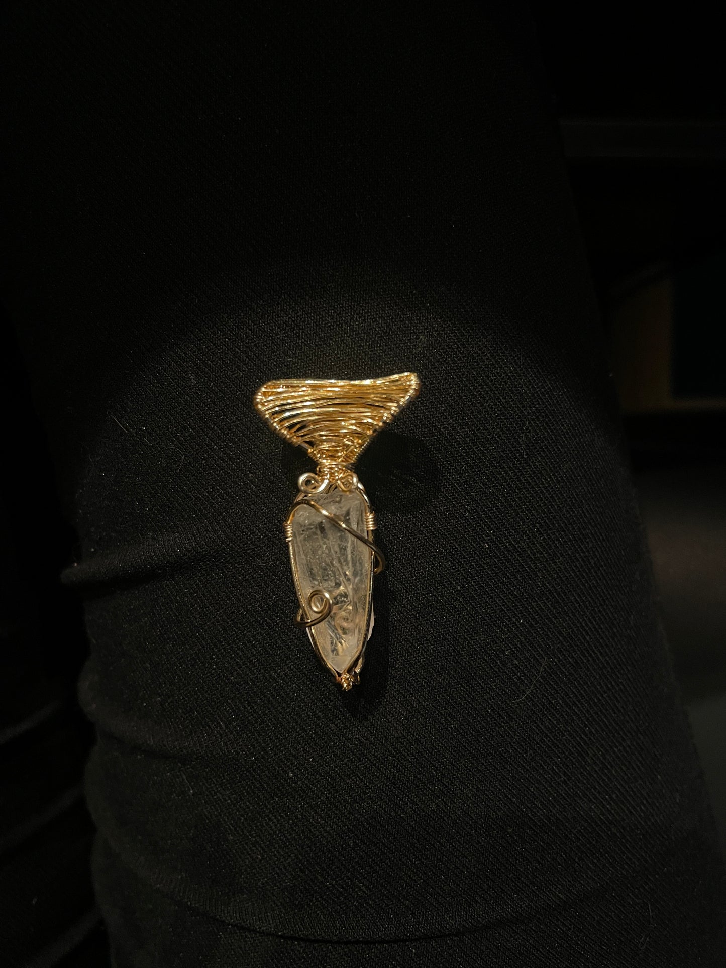 Gold Clear Quartz Pendant