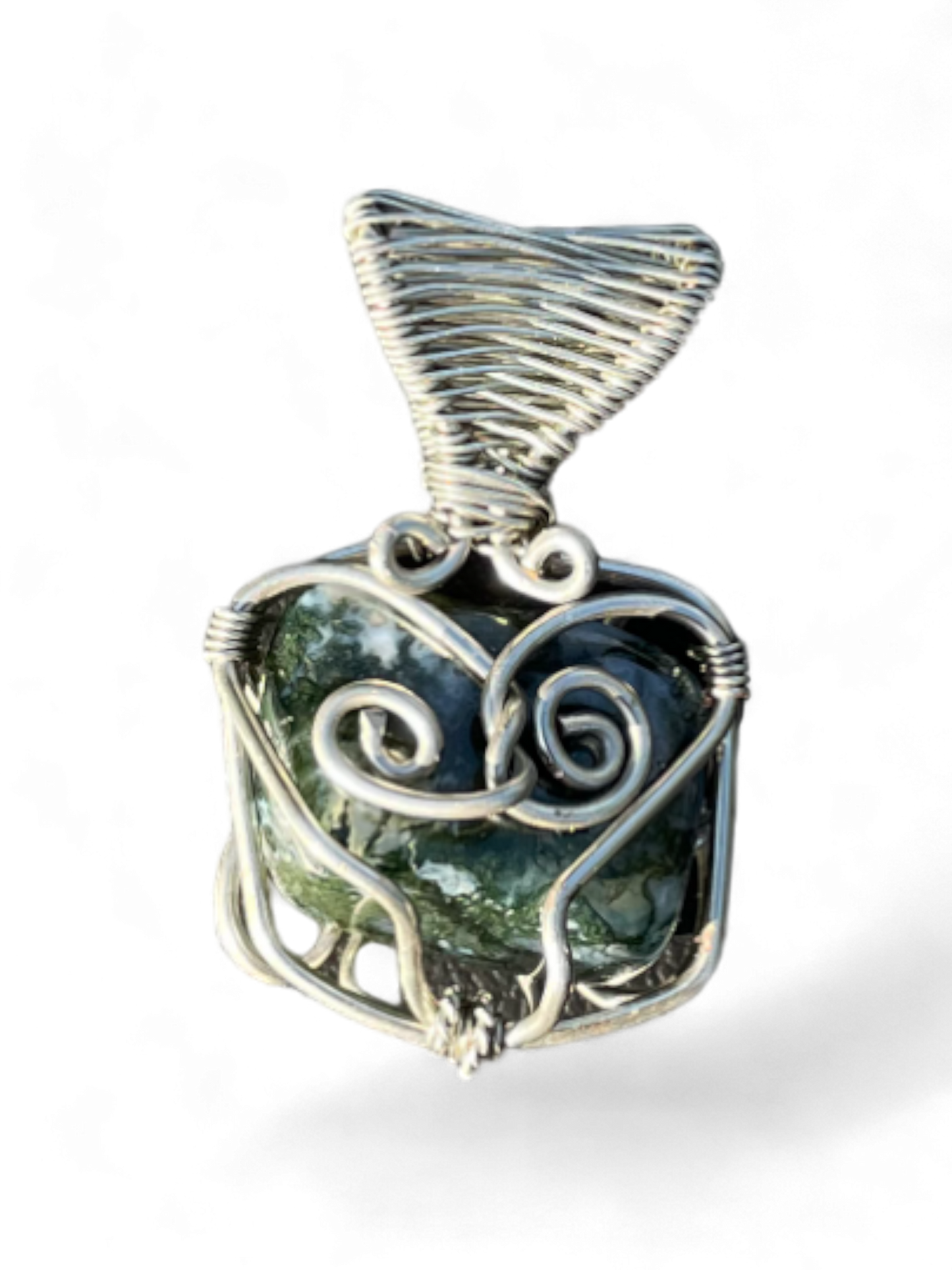 Silver Moss Agate Pendant