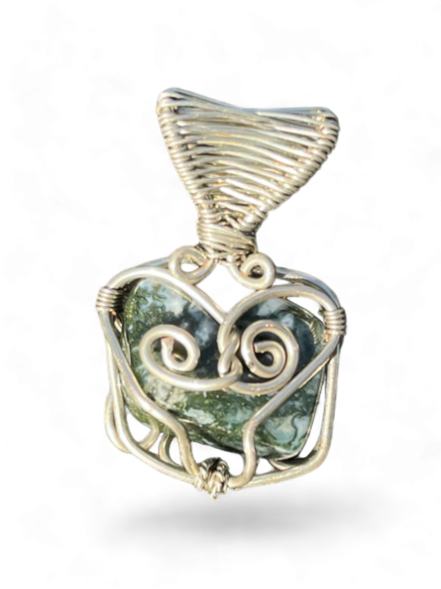 Silver Moss Agate Pendant