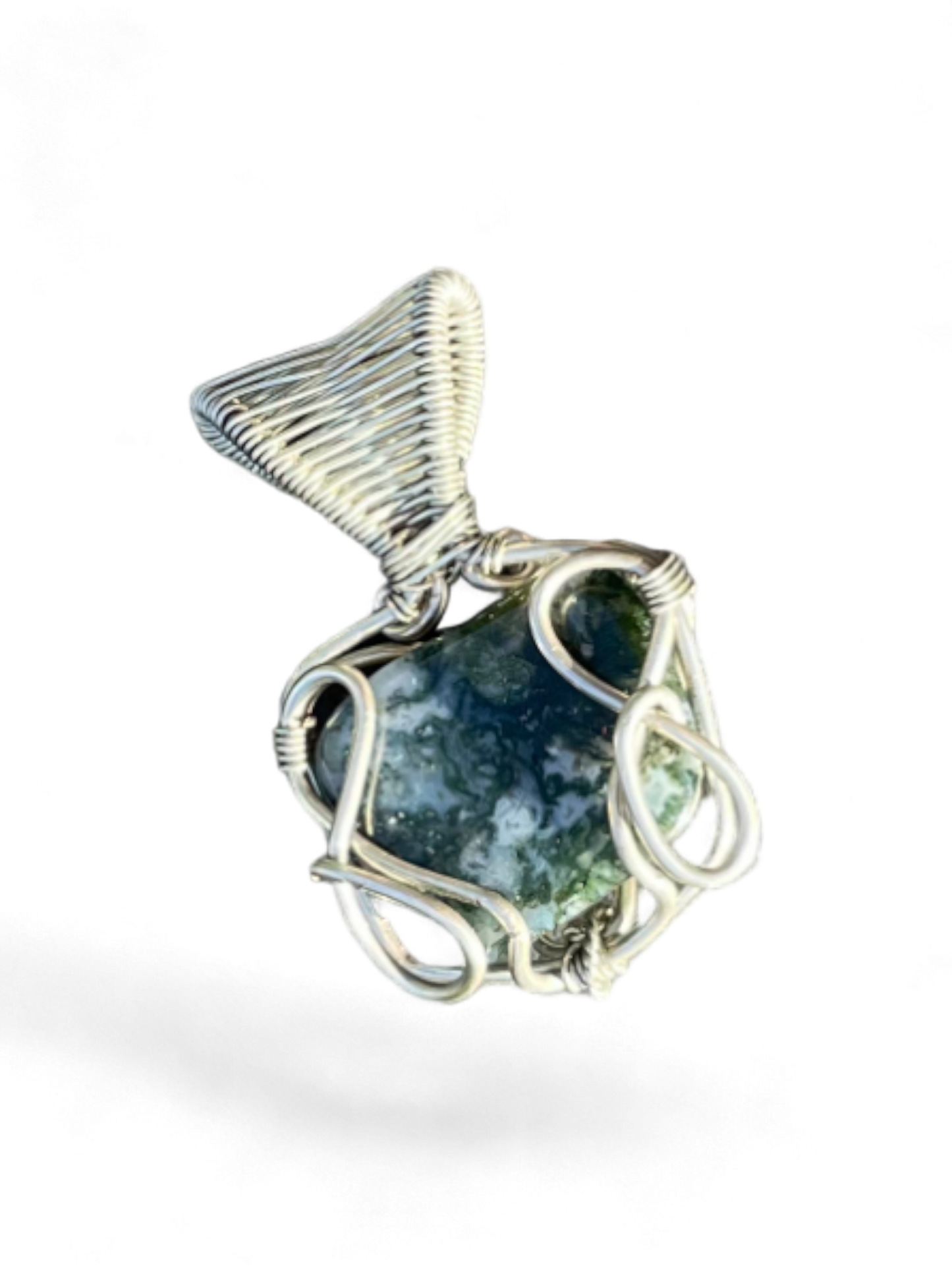 Silver Moss Agate Pendant