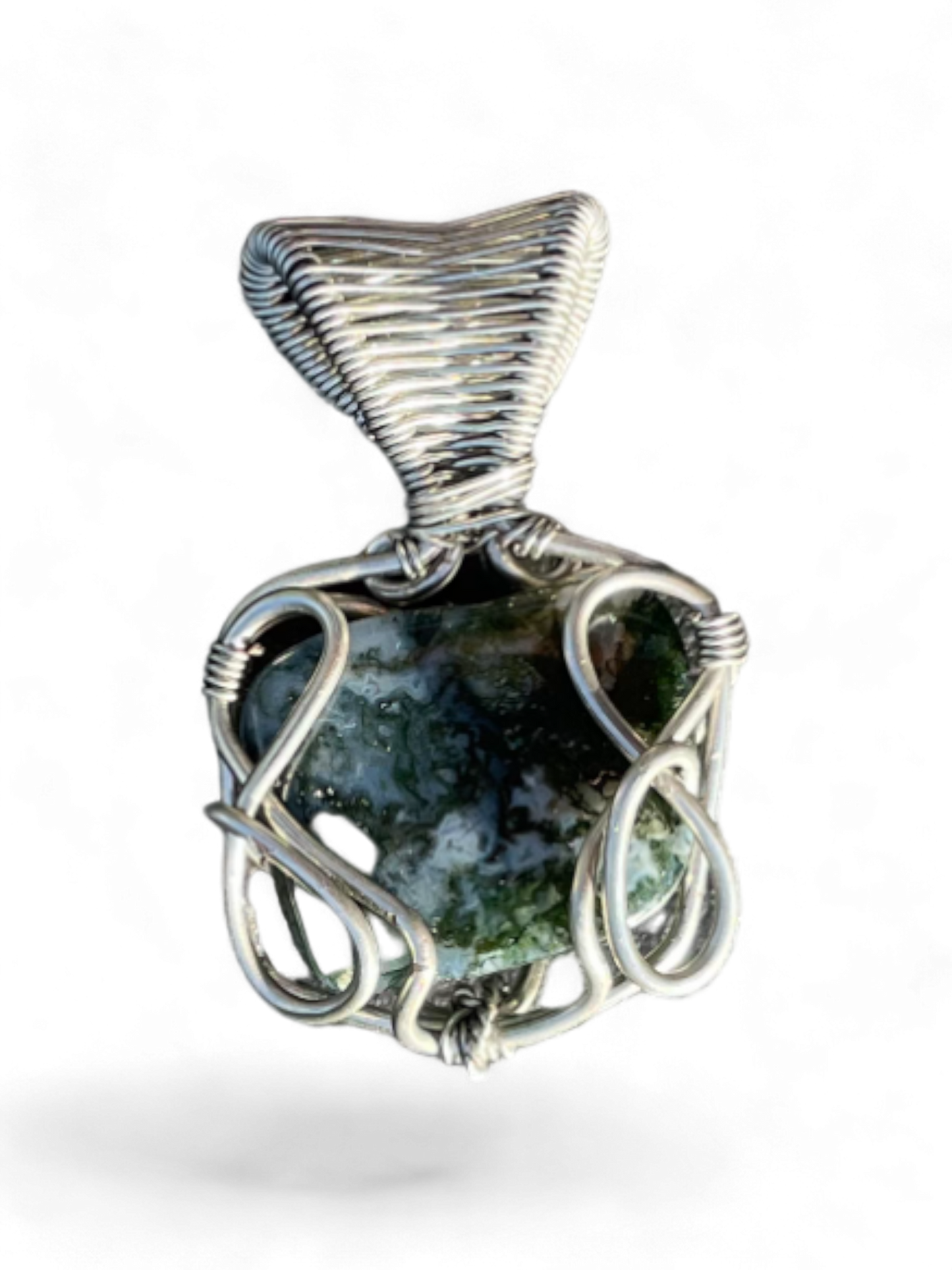 Silver Moss Agate Pendant