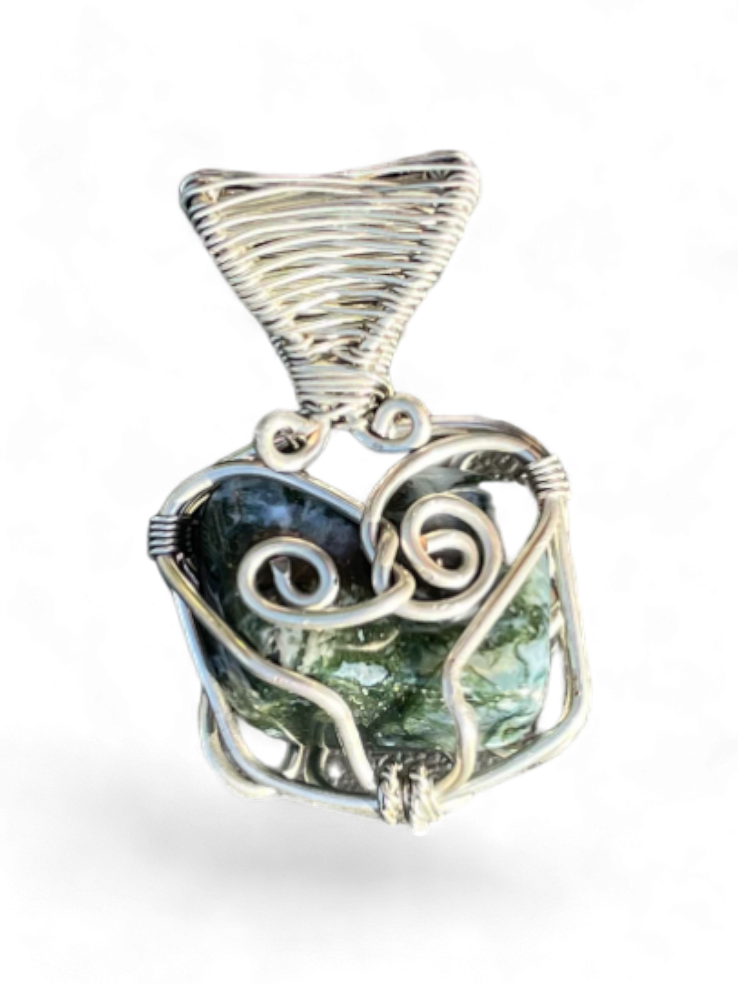 Silver Moss Agate Pendant