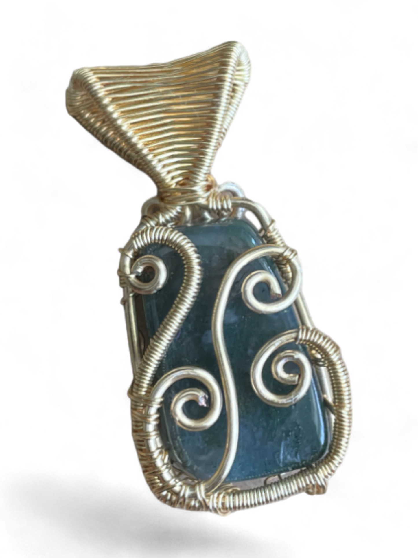 Gold Moss Agate Pendant